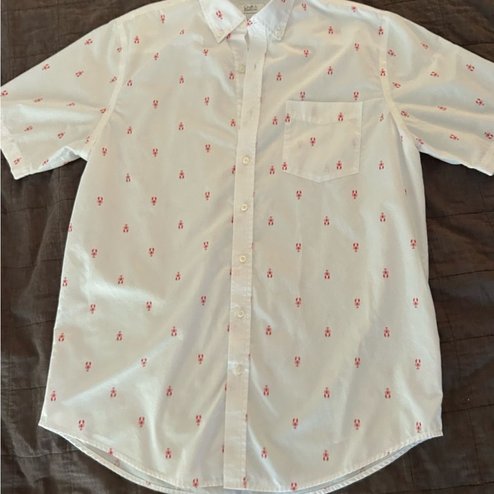 Croft & Barrow Men’s White with Red Lobsters Short Sleeve Shirt Size Large Tall